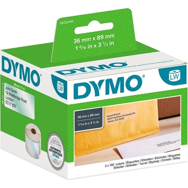 Dymo LW adresseetiket plast 36x89 mm