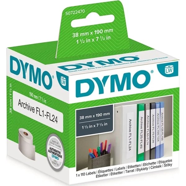 Dymo LW brevord. etiket 38x190 mm