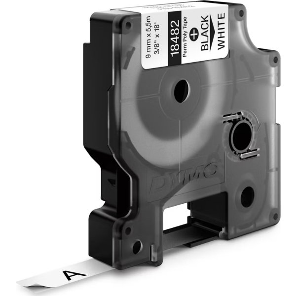 Dymo RHINO Permanent Polyester 19mm, sort på hvid