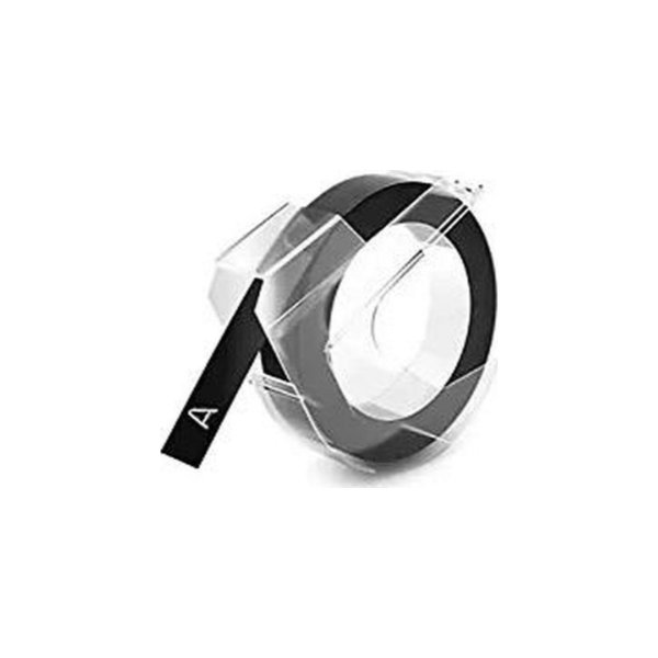 Dymo 3D prægetape 9mm, hvid på sort