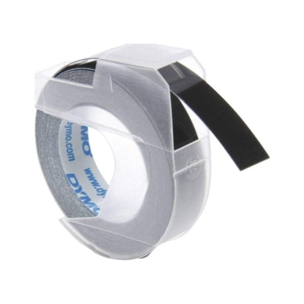 Dymo 3D prægetape 9mm, hvid på sort
