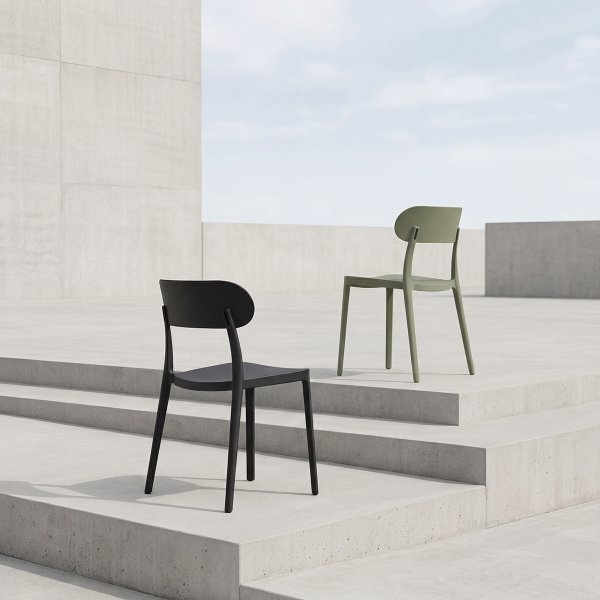 Haiti Havestol, plast, UV, stabelbar, olivengrøn