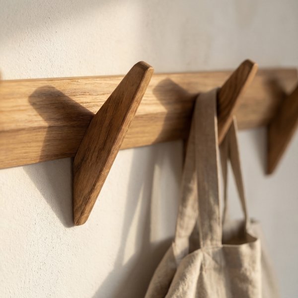 NordicLine Knagerække, olieret eg/4 knager, L80 cm