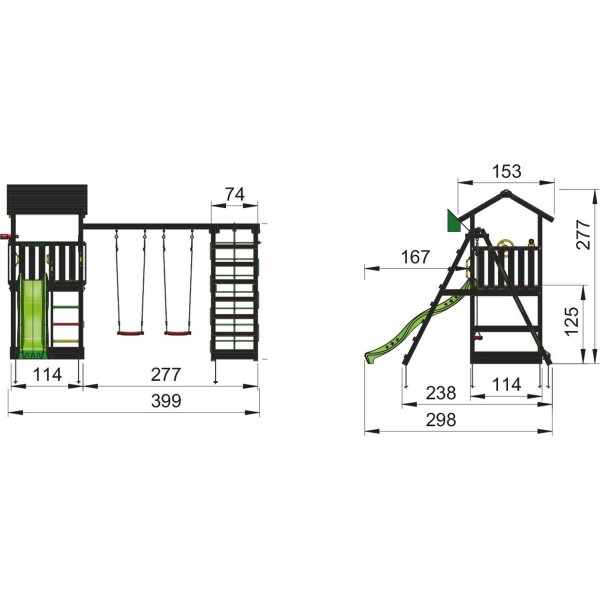 Jungle Gym Casa 2.1 legetårn m/climb og rutsjebane