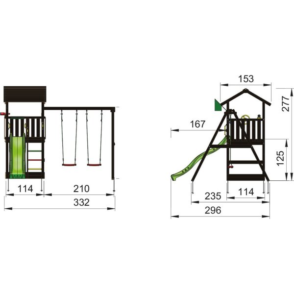 Jungle Gym Casa 2.1 legetårn m/gynger og rutsjeb.