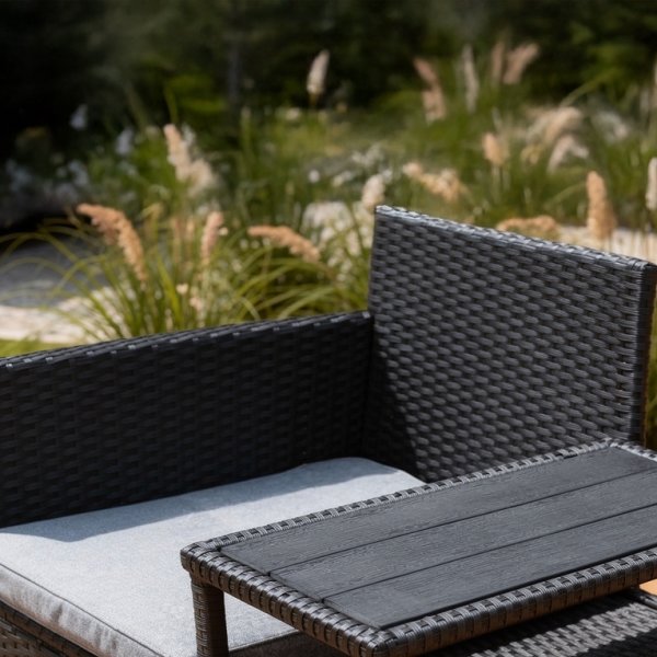 OUTDOOR havesofa 2-pers. med bord, sort