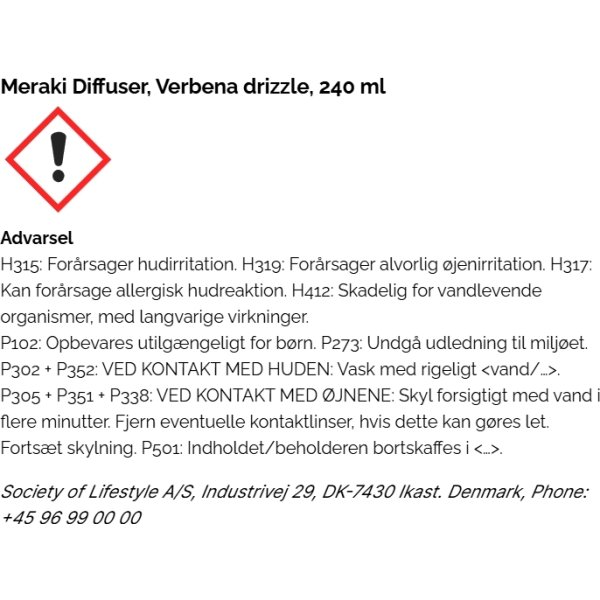 Meraki Duftfrisker m Pinde Verbena Drizzle, 240 ml