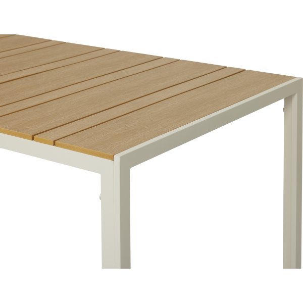 Noah Havebord 150x90cm, teak/sandy grey