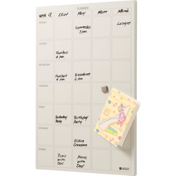 NAGA Magnetisk ståltavle, 40 x 60 cm, ugeplan