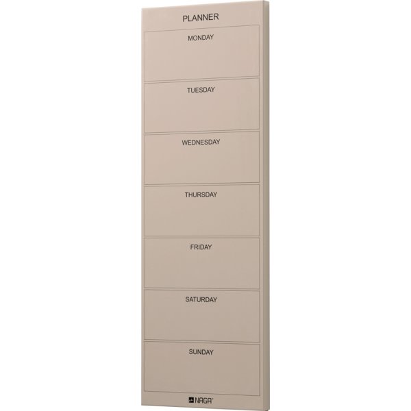 NAGA Magnetisk ståltavle, 20 x 60 cm, ugeplan