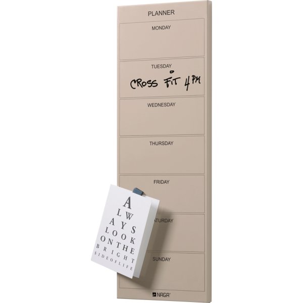 NAGA Magnetisk ståltavle, 20 x 60 cm, ugeplan