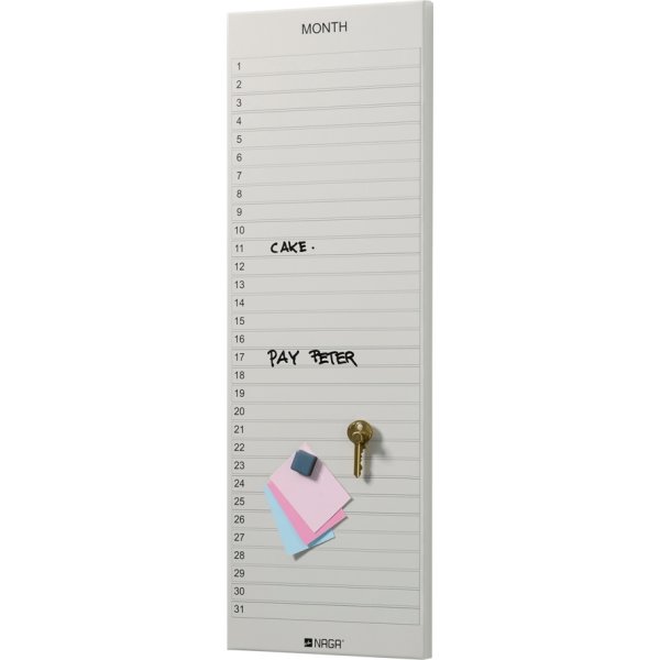 NAGA Magnetisk ståltavle, 20 x 60 cm, månedsplan