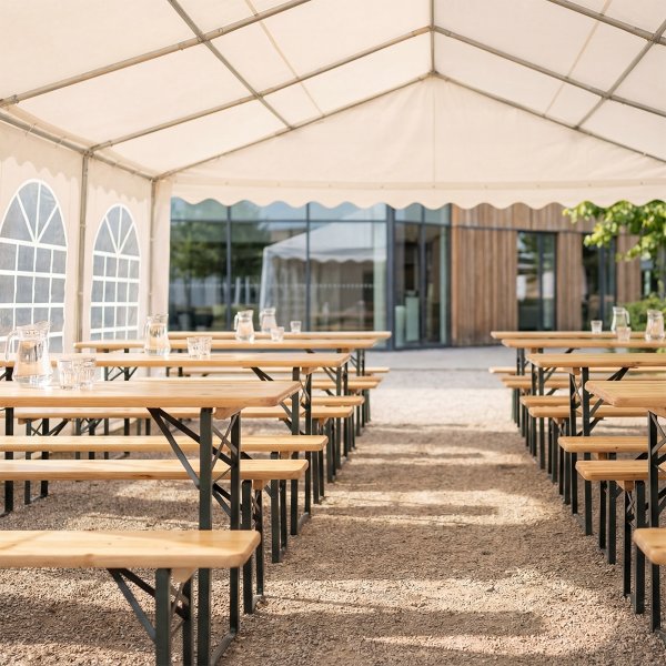 Luksus partytelt 5x8 m, 42 pers., PVC, hvid