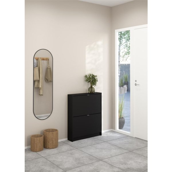 BudgetLine Skoskab m. 2 klaplåger, sort