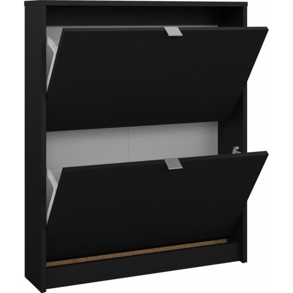 BudgetLine Skoskab m. 2 klaplåger, sort