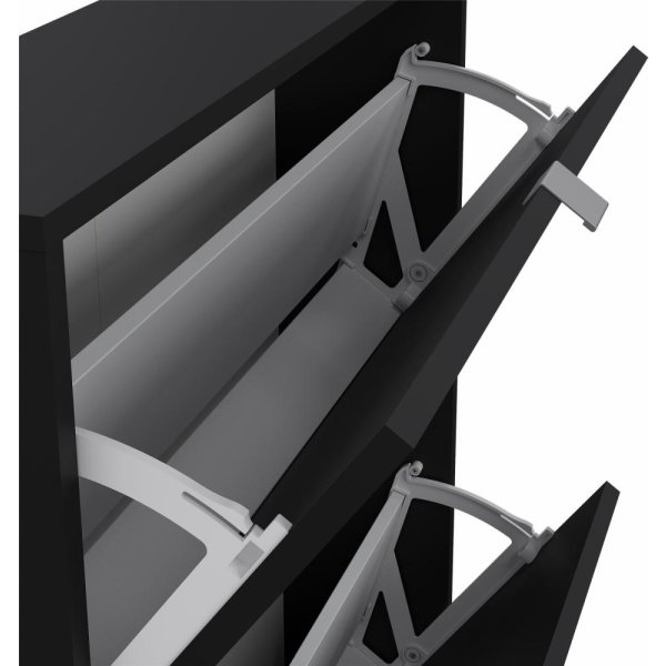 BudgetLine Skoskab m. 2 klaplåger, sort