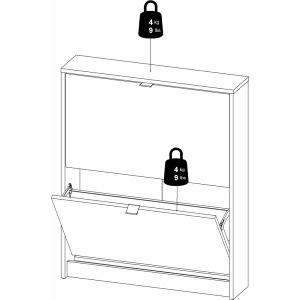 BudgetLine Skoskab m. 2 klaplåger, sort
