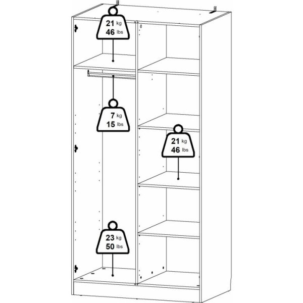 Coreline garderobeskab 2 døre, hvid