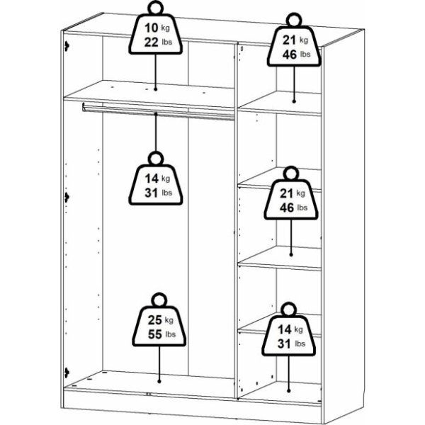 Coreline garderobeskab 3 døre, gråbeige