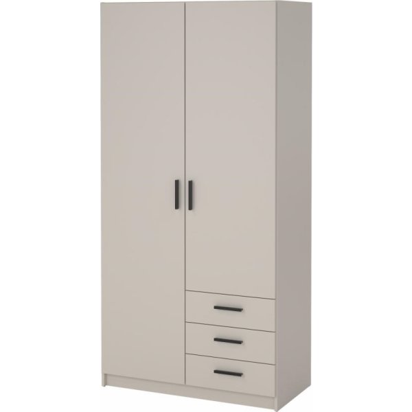 Coreline garderobeskab 2 døre/3 skuffer, gråbeige