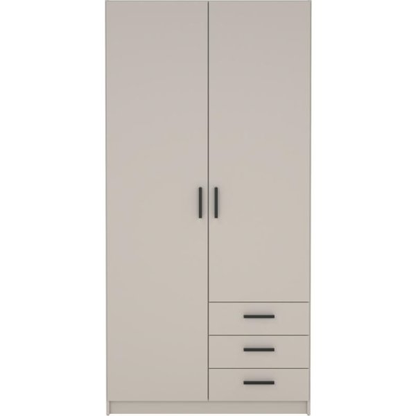 Coreline garderobeskab 2 døre/3 skuffer, gråbeige