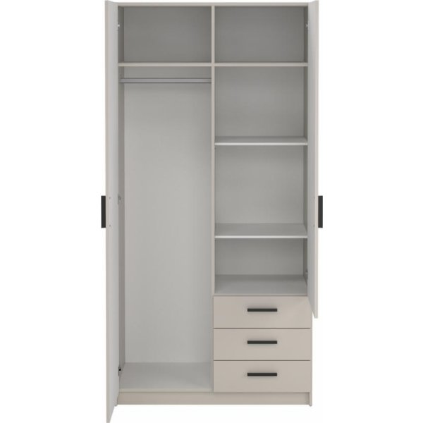 Coreline garderobeskab 2 døre/3 skuffer, gråbeige