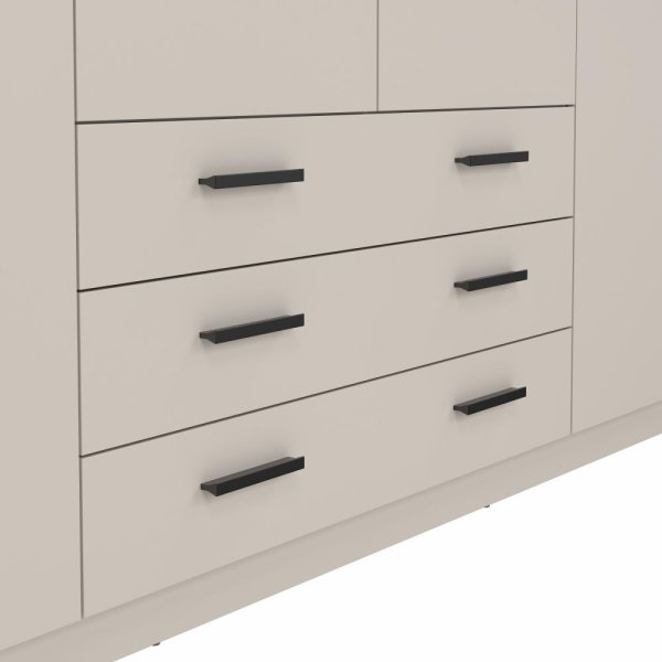 Coreline garderobeskab 4 døre/3 skuffer, gråbeige