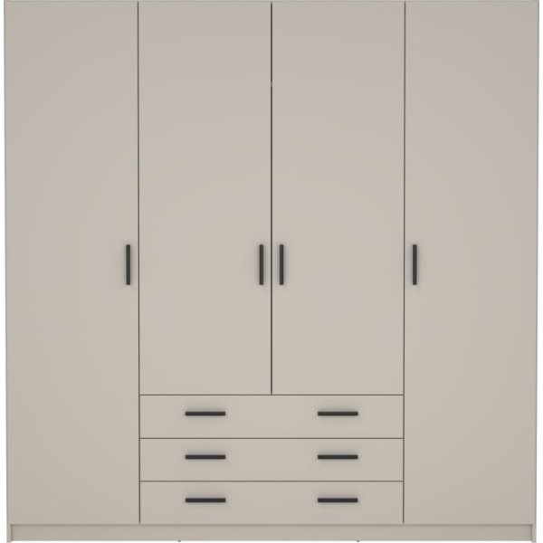 Coreline garderobeskab 4 døre/3 skuffer, gråbeige