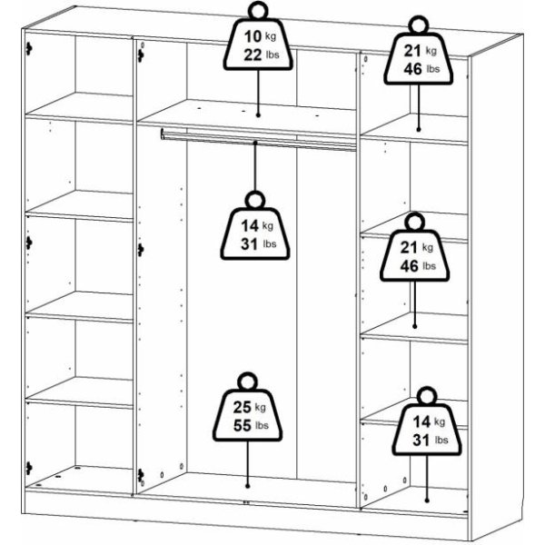 Coreline garderobeskab 4 døre, hvid