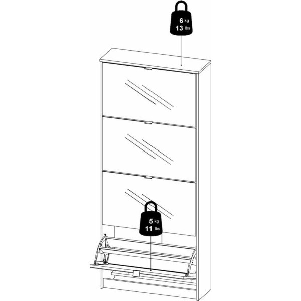Coreline skoskab 4 låger/8 rum, spejl/hvid