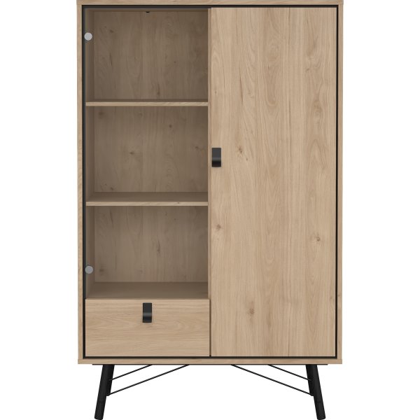 Serveline vitrineskab 2 døre/1 skuffe, eg