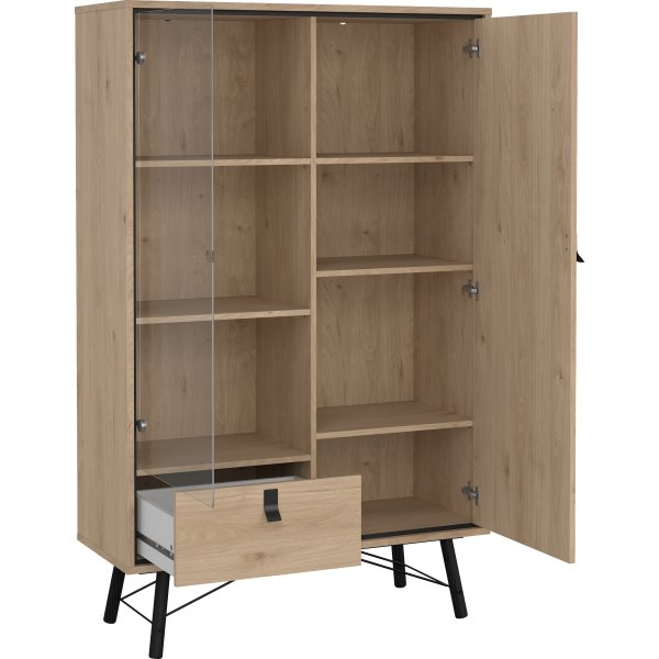 Serveline vitrineskab 2 døre/1 skuffe, eg