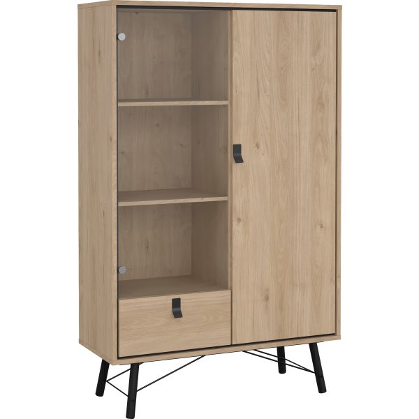 Serveline vitrineskab 2 døre/1 skuffe, eg