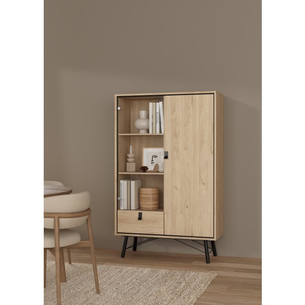 Serveline vitrineskab 2 døre/1 skuffe, eg