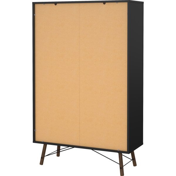 Serveline vitrineskab 2 døre/1 skuffe, sort/valnød