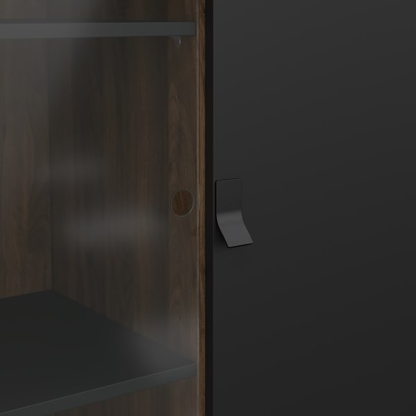 Serveline vitrineskab 2 døre/1 skuffe, sort/valnød