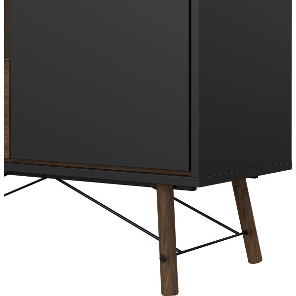 Serveline vitrineskab 2 døre/1 skuffe, sort/valnød