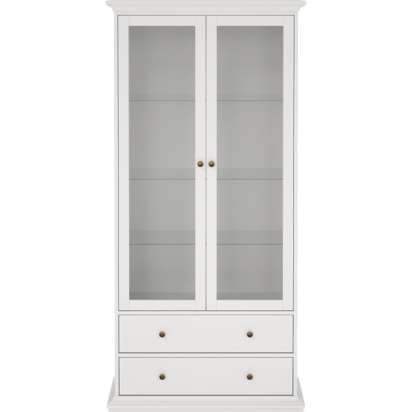 Serveline vitrineskab 2 døre/2 skuffer, hvid