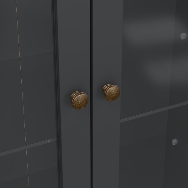 Serveline vitrineskab 2 døre/2 skuffer, mat grå