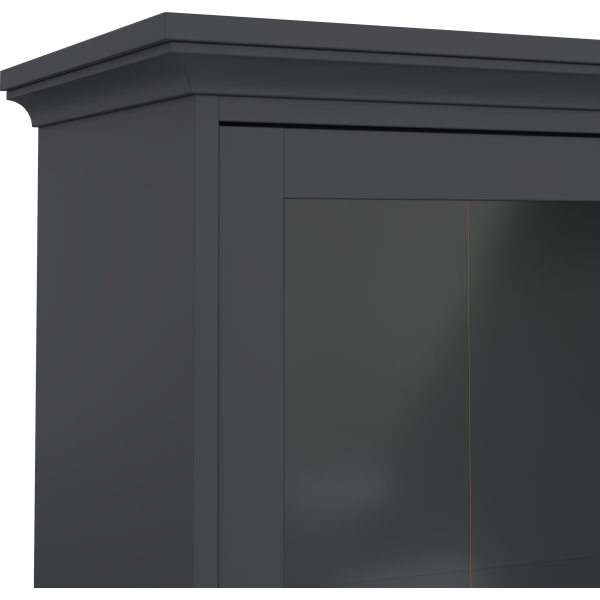 Serveline vitrineskab 2 døre/2 skuffer, mat grå