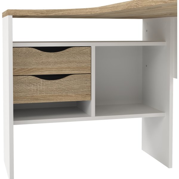 Small Officeline hjørneskrivebord 2 skuf, eg/hvid