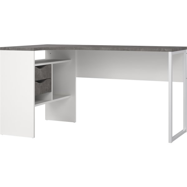 Small Officeline hjørneskrivebord 2 skuf, grå/hvid