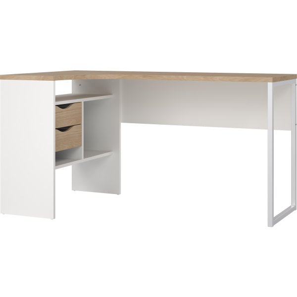Small Officeline hjørneskrivebord 2 sk, JH eg/hvid