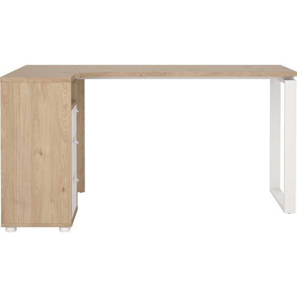 Small Officeline hjørneskrivebord 3 skuf, eg/hvid