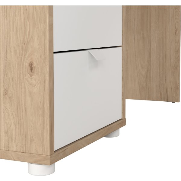 Small Officeline hjørneskrivebord 3 skuf, eg/hvid