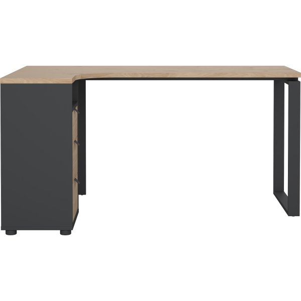 Small Officeline hjørneskrivebord 3 skuf, eg/grå