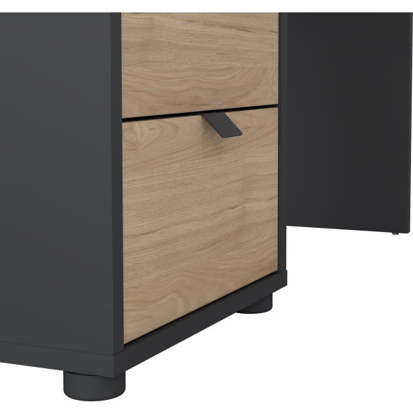 Small Officeline hjørneskrivebord 3 skuf, eg/grå