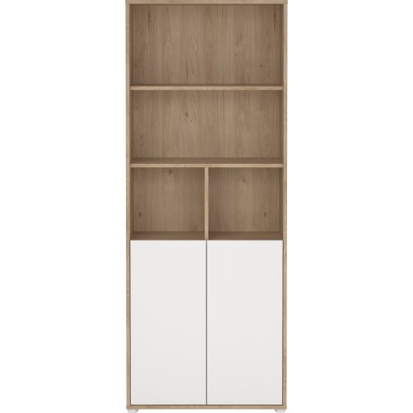 Small Officeline høj bogreol m/2 låger, hvid/eg