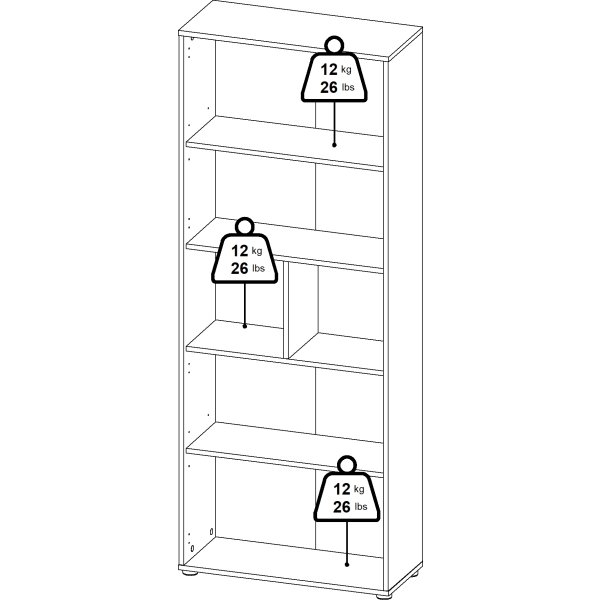 Small Officeline høj bogreol m/2 låger, hvid/eg
