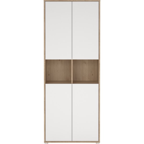 Small Officeline høj bogreol m/4 låger, hvid/eg